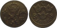 Schweden Cu 1/6 Öre silvermynt 1 Karl XI. 1660-1697.