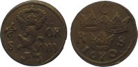 Schweden Cu 1/6 Öre silvermynt 1 Karl XI. 1660-1697.