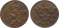 Schweden Cu 1/6 Öre silvermynt 1 Karl XI. 1660-1697.