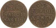 Münster, Bistum Cu Armenpfennig Friedrich Christian von Plettenberg 1688-1706. -
