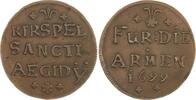 Münster, Bistum Cu Armenpfennig Friedrich Christian von Plettenberg 1688-1706. -