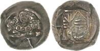 Oberpfalz Pfennig auf Regensburger Schlag nach 1366 Ruprecht I. / II. 1353-1390. In dieser Erhaltung äußerst selten. Schöne Patina. Vorzüglich +