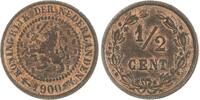 Niederlande-Königreich Cu 1/2 Cent Wilhelmina 1890-1948. -