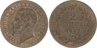 Italien-Königreich Cu 2 Centesimi Vittorio Emanuele II. 1861-1878. -