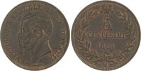 Italien-Königreich Cu 5 Centesimi Vittorio Emanuele II. 1861-1878. -