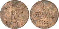 Finnland Cu 5 Penniä 1 Nikolaus II. von Russland 1894-1917. -