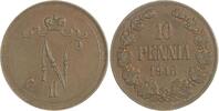 Finnland Cu 10 Penniä 1 Nikolaus II. von Russland 1894-1917. -