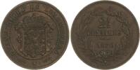 Luxemburg Cu 2 1/2 Centimes Wilhelm III. von Niederlande 1849-1890. -