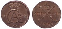 Schweden Cu 1/12 Skilling Gustav IV. Adolf 1792-1809.