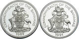 Bahamas 5 Dollars (2pcs) 1989/1991 Christopher Columbus discovers America on October 12, 1492. PP