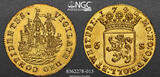 NETHERLANDS Gold 6 Stuivers 1742 Holland & West Friesland. Overdate? NGC AU 58