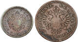 AUSTRIA 1 & 3 Kreuzer (2pcs) 1851 G Nagybanya! SS, SS-