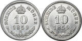 AUSTRIA 10 Kreuzer (2pcs) 1859 (M + V) Francis Joseph I. Milan & Venice (2pcs!) Sehr Schön, fast Vzgl.