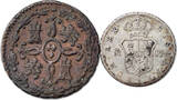 SPAIN 2 Maravedis & 1/2 Real 1828/1820 Ferdinand VII. Segovia & Madrid! Sehr Schön+