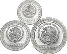 MEXICO 25, 50 & 100 Pesos 1992 Guerrero Aguila (Eagle Warrior). Full Set of 3 Bullion Coins! Stgl.
