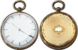 Schweiz/Frankreich Taschenuhr ca. 1850-1865 Emile Pequignet & Cie. 18K Gold Zylinderwerk. Schachtel, Schlüssel & Extra Glas. Sehr Schön+