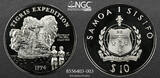 SAMOA Silver 10 Tala 1994 Tigris Expedition / Burning of the Ship. Top Pop! NGC PF 66 UC