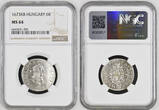 HUNGARY 1671 KB Emperor Leopold I. Silver 6 Krajczar Coin. Kremnitz! NGC MS 64