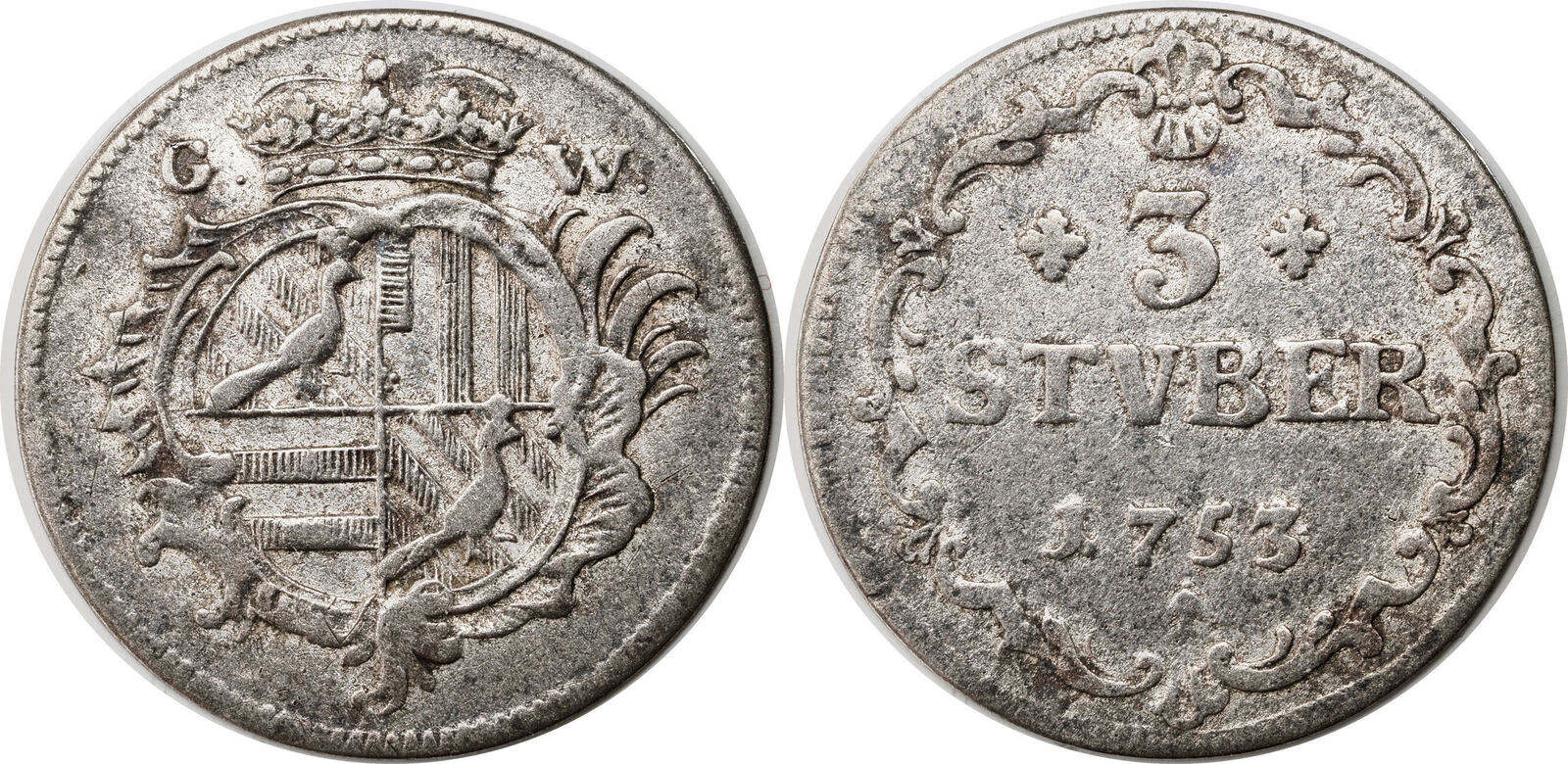3 Stüber 1753 Wied-Neuwied (Countship), Friedrich Alexander. Sehr Schön ...