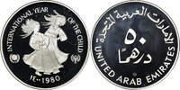 United Arab Emirates Silver 50 Dirhams Zayed bin Sultan Al Nahyan. UNICEF Year of the Child. -