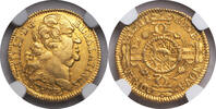 GERMANY 1/4 Carolin Pfalz (Electoral), Charles III Philipp. Gold 1/4 Karolin Coin. Scarce Overdate! -