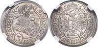 POLAND 3 Kreuzer Silesia, Leopold I. Silver 3 Kreuzer Coin. Breslau! NGC -
