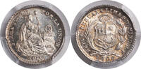 Peru 1/2 Dinero Silver 1/2 Dinero Coin. Prooflike features! Low Pop 3/1! -
