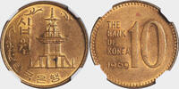 SOUTH KOREA 10 Won Bronze 10 Won Coin. Incorrectly labelled by NGC as 5 Won! -