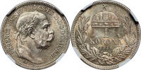 HUNGARY KORONA Francis Joseph I. Silver 1 Korona Coin. NGC -