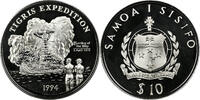 SAMOA Silver 10 Tala Tigris Expedition / Burning of the Ship. Top Pop! -
