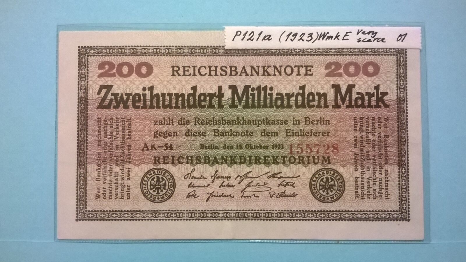 Germany Banknote 200 Milliarden Mark 15 Oktober 1923 P121a Gut germany-banknote-200-milliarden-mark-15-oktober-1923-p121a-gut
