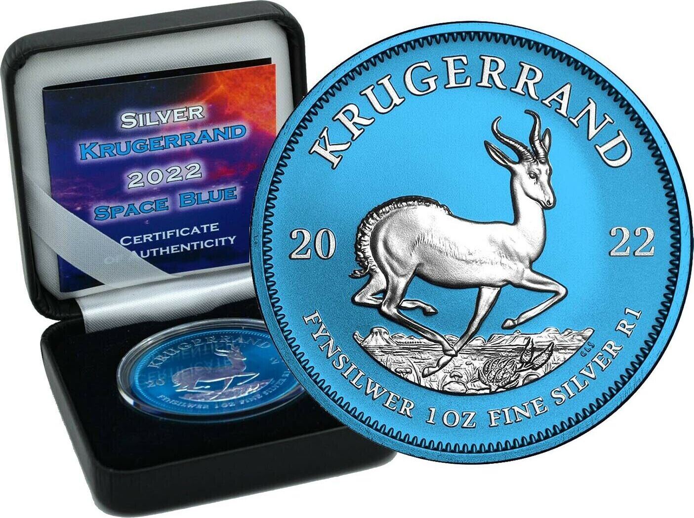 Krügerrand 2022 Black Empire Edition Ruthenium Gilded 1 oz 999 Silbermünze mit Box & Zertifikat Differenzbesteuert nach §25a
