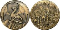 USA  Medaille 4 oz Lawful Gold Dragon Base Metal Gilded Antik Finish Zinklegierung Stempelglanz