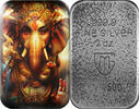 Polen 2025 Silberbarren 2 oz Germania Mint Diwali Ganesa Gussbarren Silber Barren 999 Gegossen, Antik Finish, coloriert