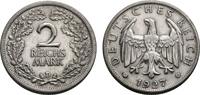 WEIMARER REPUBLIK 2 Reichsmark 1927 D Das seltenste Stück dieses Typs! Sehr schön