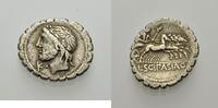 RÖMISCHE REPUBLIK AR Denar, serratus L. SCIPIO ASIAGENUS Bild