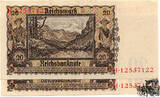 20 Reichsmark 1939 - Deutschland - UdrBst: W/ Serie H - Seriennummerpärchen - vorzüglich