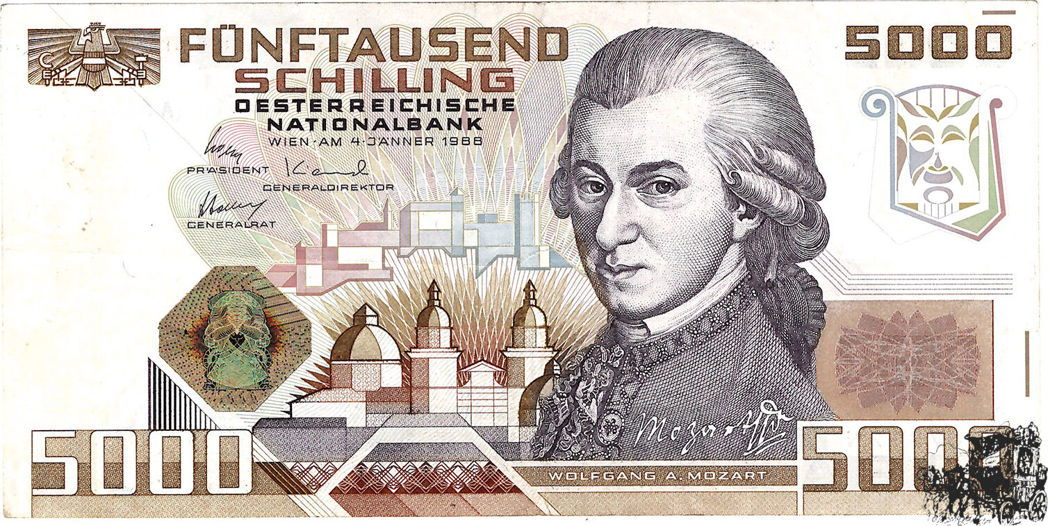 5000 Schilling 1988 2.Republik sehr schön