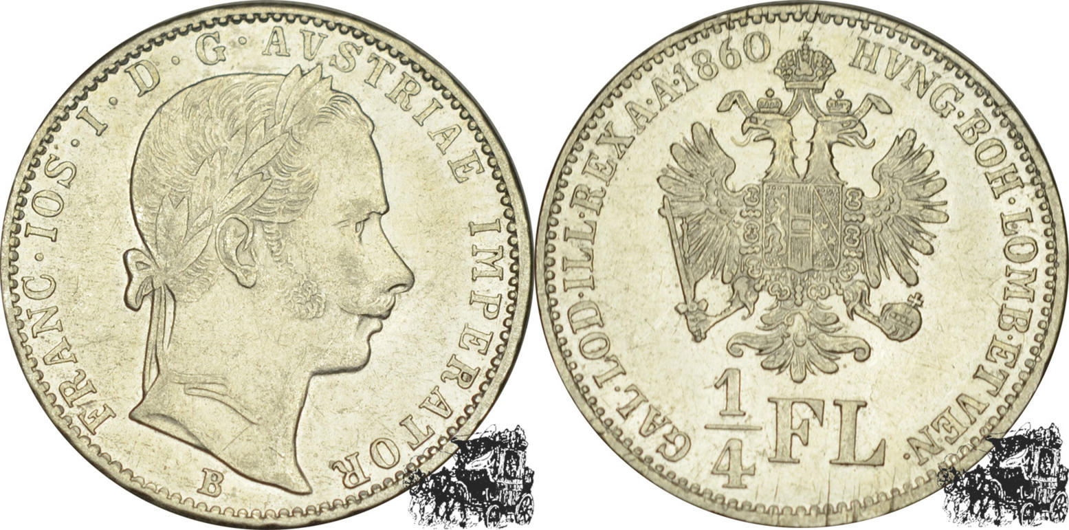 Österreich 1/4 Gulden 1860 B Stplfr. | MA-Shops