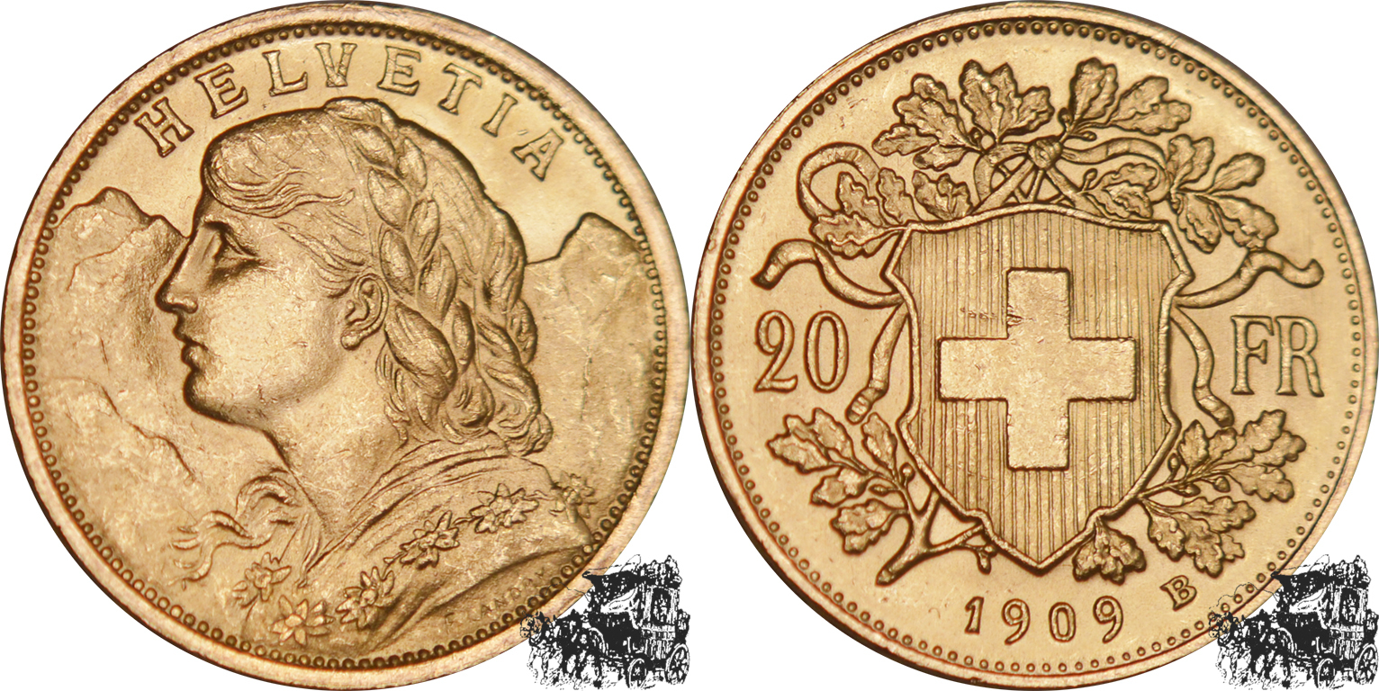 Schweiz 1909 B B 20 Franken 1909 B F.stplfr. | MA-Shops