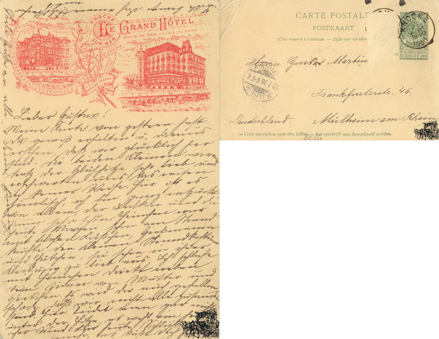 Österreich Postkarte Belgien Le Grand Hotel