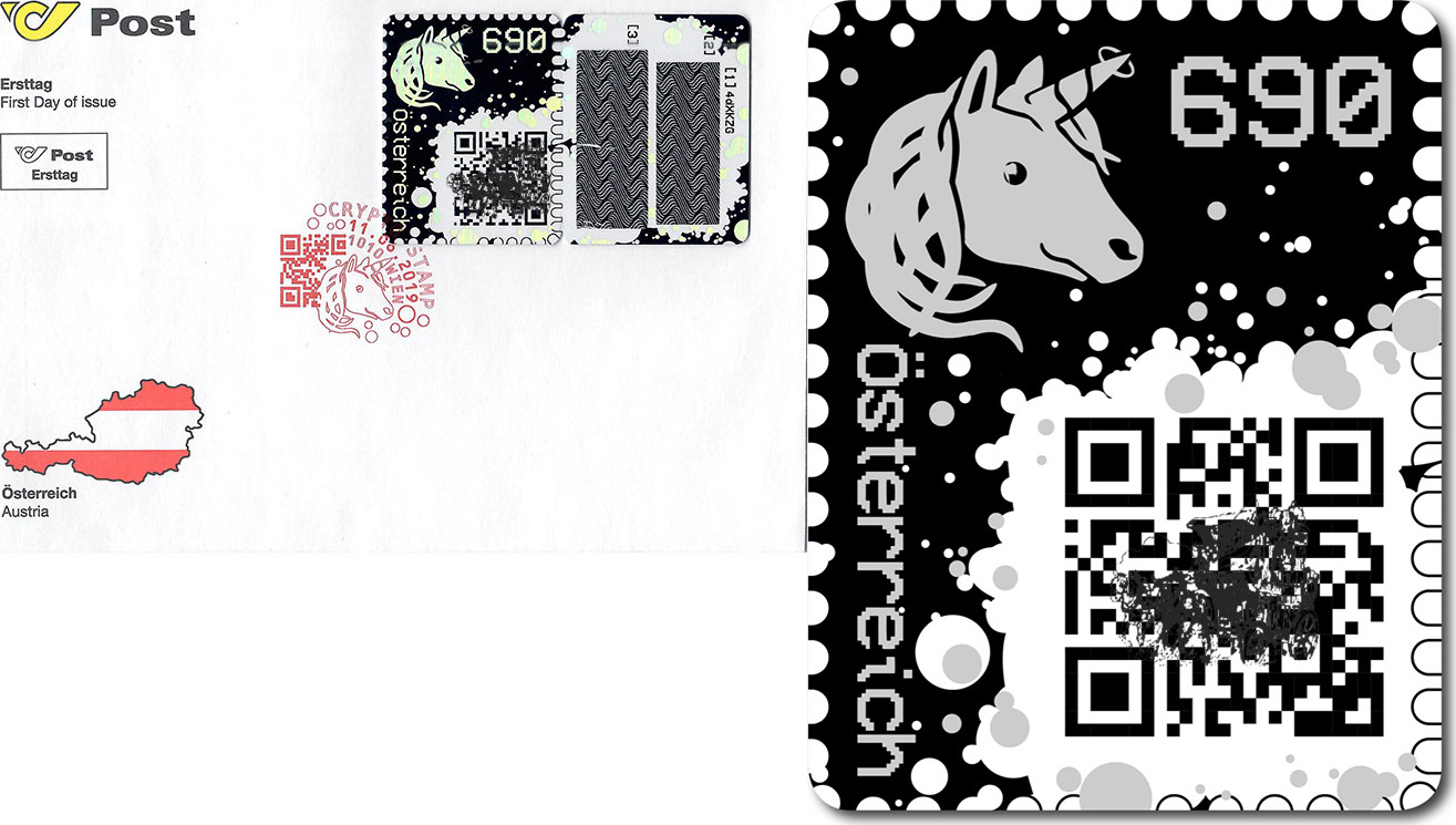 6,90 - Crypto stamp - schwarz - 6 stelliger Code - Österreich FDC 2019 |  MA-Shops