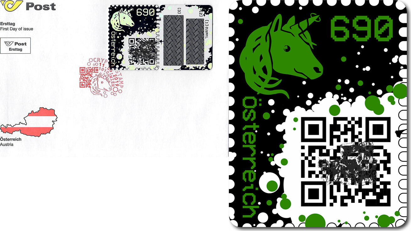 6,90 - Crypto stamp - grün - 6 stelliger Code - Österreich FDC 2019 |  MA-Shops