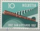 Schweiz Schweiz 1957 ** - Kunstbauten der Gotthardbahn mit Zug -