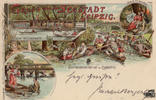 Deutschland Ansichtskarte FarblithoLeipzig Seestadt, u.a. Connewitz 1896 -