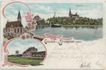   Deutschland Ansichtskarte Storkow (Mark), Farblitho, Bahnhof, gelaufen 1901 