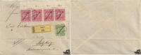 Österreich Deutsch-Österreich R-Brief 1919, 5 und 10 Heller Aufdruckmarken MiF -