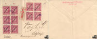 Österreich Deutsch-Österreich R-Brief 1920, 10 Heller Aufdruckmarke MeF 6er/4er Block -