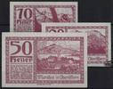 Österreich 10, 20 und 50 Heller - Mondsee, blau/violett -