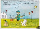Egal wie alt man ist, ein Tennisschläger ist immer eine Gitarre...- Kunstbillet von Michaela Mara -